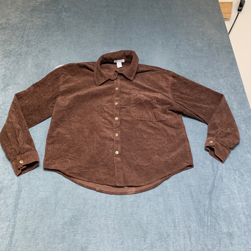 Love Streak Shirt Womens Small Brown Cotton Corduroy Soft Winter Cozy Button Up
